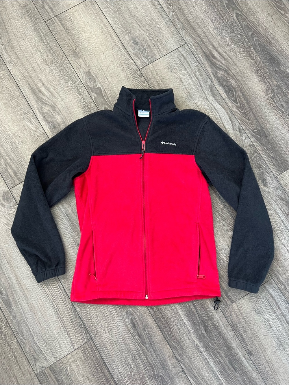 Columbia Mens Red and Black Full-Zip Fleece Jacket Small